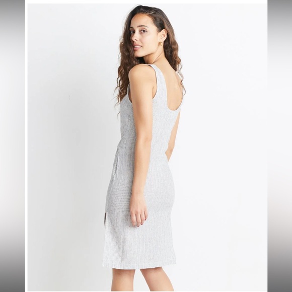 Marine Layer Brea Tie Front Linen Stripe Dress - Picture 4 of 9